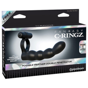 Anello fallico vibrante con strap on fantasy c-ringz posable partner double penetrator