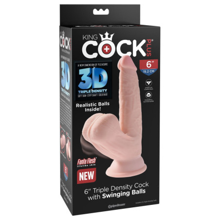 Fallo realistico con ventosa e testicoli 3D Cock Swinging Balls 6 Inch