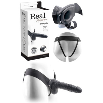 Fallo dildo indossabile strap on cavo Con testicoli Real Rapture 8 Black