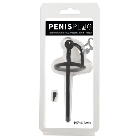 Penis plug anello fallico con blocca sperma in silicone nero