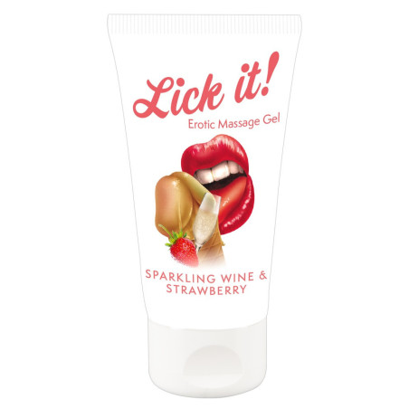 Erotic Massage Gel commestibile aroma champagne e fragola 50 ml