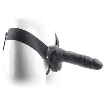 Vibratore Fallo vibrante dildo indossabile strap on cavo Con testicoli Real Rapture 8 Black