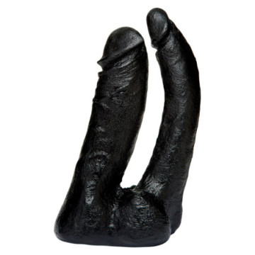 Fallo dildo realistico doppio strap on indossabile vac-u-look black