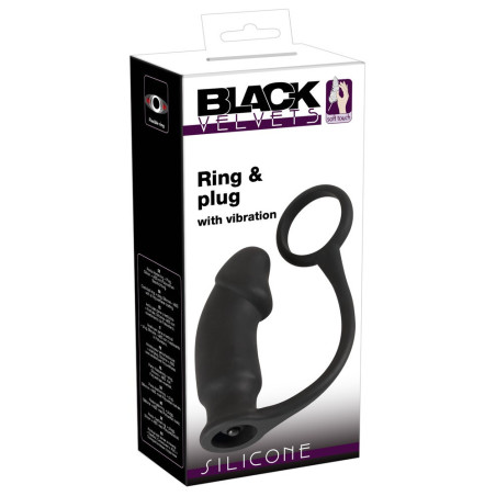 Anello fallico con fallo anale vibrante Vibrating Ring + Plug