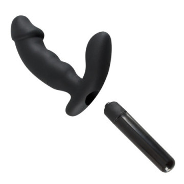 Vibratore doppio dildo realistico con stimolatore clitoride in silicone nero