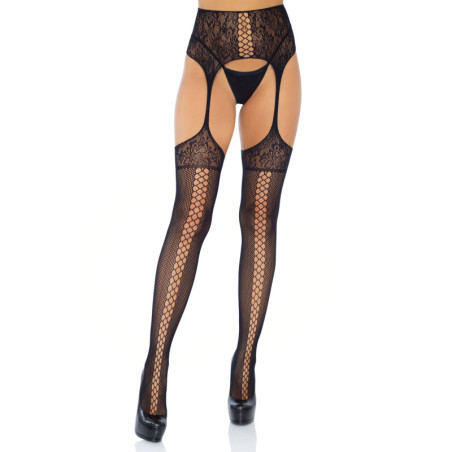 Collant Lace Up Garterbelt Stockings black