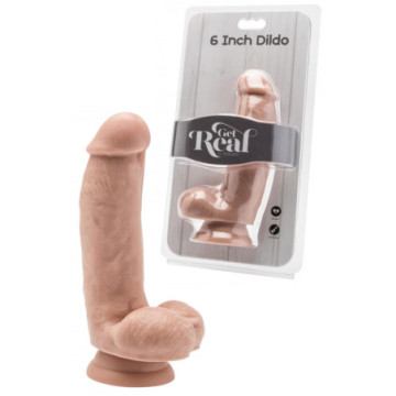 Fallo vaginale realistico dildo con ventosa nero chiaro con testicoli color carne chiaro cock 6 flesh