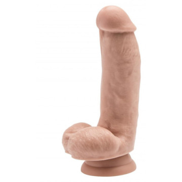 Fallo vaginale realistico dildo con ventosa nero chiaro con testicoli color carne chiaro cock 6 flesh