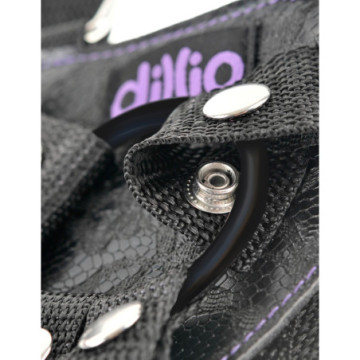 Fallo vaginale indossabile strap on con imbracatura dillio suspender harness kit purple