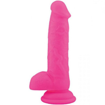 Dildo Fallo realistico Vaginale con testicoli  ventosa in silicone rod Large Pink