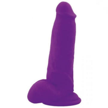 Realistico dildo fallo Vaginale con testicoli ventosa in silicone squad purple