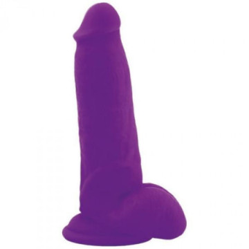 Realistico dildo fallo Vaginale con testicoli ventosa in silicone squad purple