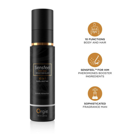 Lozione per Corpo e Capelli Sensfeel for Man Seduction Elisir 10 in 1