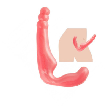 Fallo strap on indossabile dildo vaginale anale in premium silicone rosa senza imbragatura