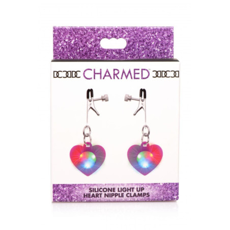 Morsetti capezzolo con luci LED Heart viola