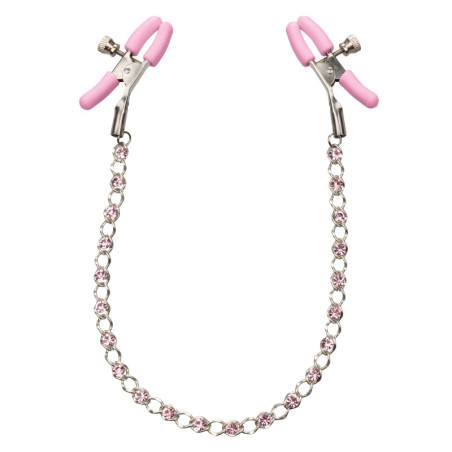 Strizza capezzoli rosa Crystal Chain Nipple Clamps