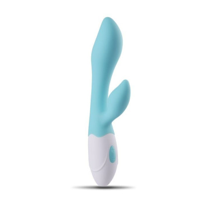 Vibratore rabbit doppio realistico fallo vibrante vaginale blu stimolatore per clitoride ricaricabile