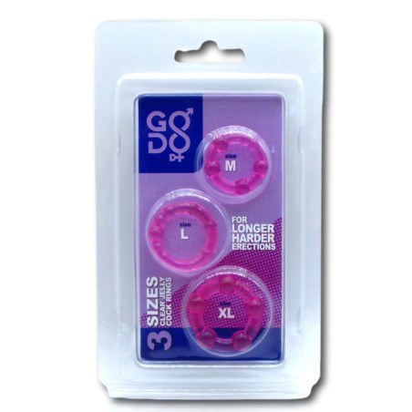 Set anelli fallici 3 pz rosa Godo d+