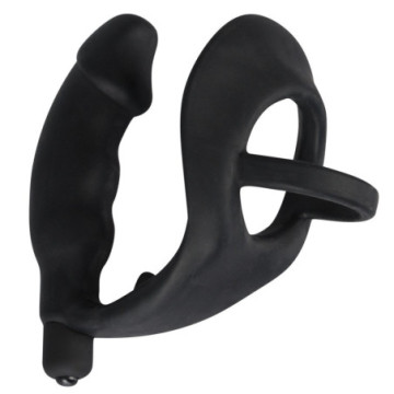 vibratore anale dildo con anello fallico indossabile plu vibrante fallo in silicone nero the black