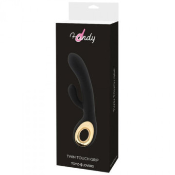 Vibratore rabbit nero doppio con stimolatore clitoride in silicone e ricaricabile dildo vibrante