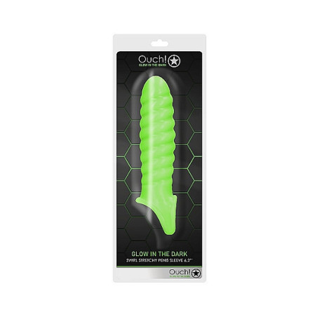 Guaina per pene Swirl Stretchy Penis Sleeve - Glow in the Dark - Neon Green