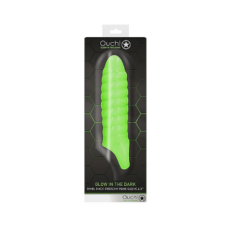 Guaina Swirl Thick Stretchy Penis Sleeve - GitD - Neon Green