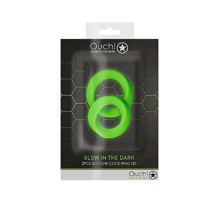 Kit anello fallico 2 pcs Cock Ring Set - Glow in the Dark - Neon Green