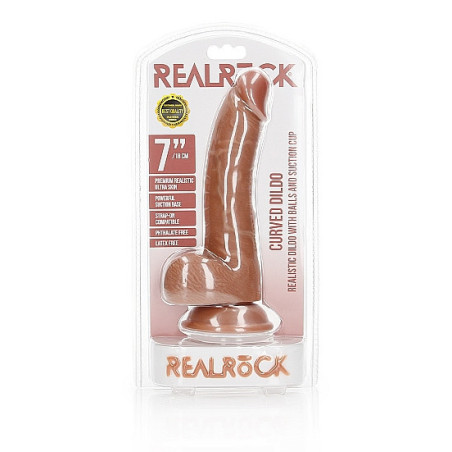 Fallo realistico caramello Dildo with Balls and Suction Cup - 7''/ 18 cm