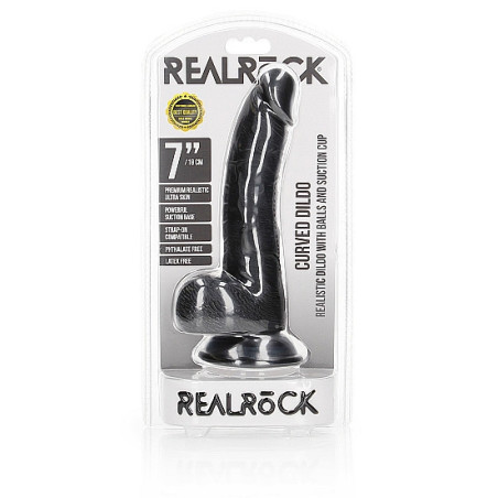 Fallo realistico nero Dildo with Balls and Suction Cup - 7''/ 18 cm