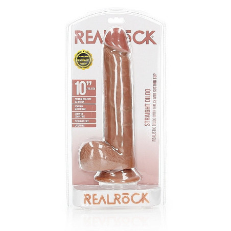 Fallo maxi Dildo with Balls and Suction Cup - 10''/ 25,5 cm tan