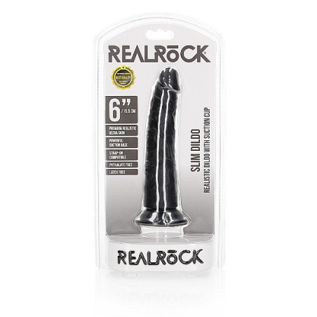 Fallo piccolo nero Dildo without Balls with Suction Cup - 6''/ 15,5 cm