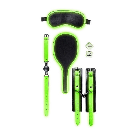 Set sadomaso Bondage Kit 1 - Glow in the Dark - Neon Green/Black