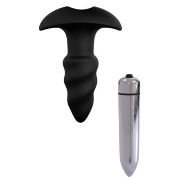 Vibratore anale stimolatore in silicone plug butt dildo falo vibrante nero mini screw