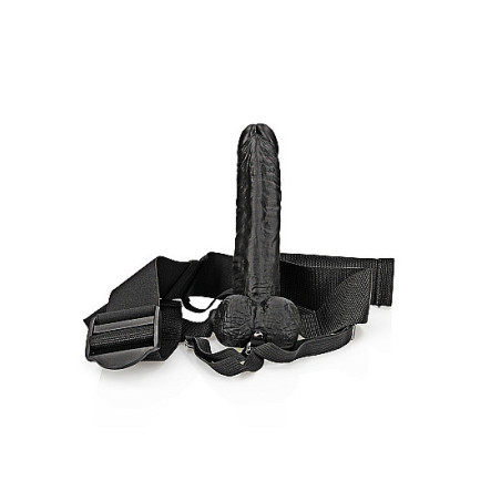 Fallo cavo indossabile Hollow Strap-on with Balls - 7'' / 18 cm - Black