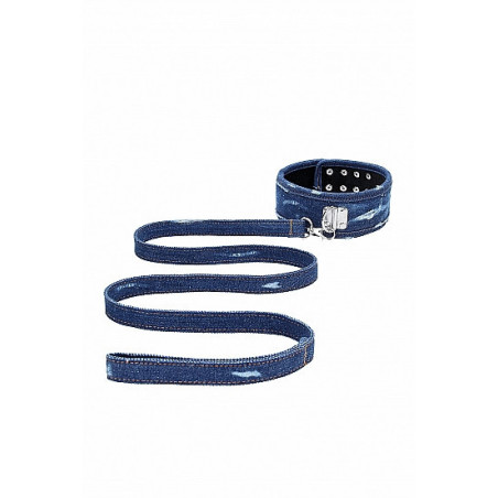 Collare con guinzaglio Denim Collar With Leash Roughend Denim Style Blue