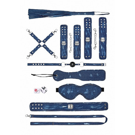 Kit sadomaso Denim Bondage Set Tough Denim Style Blue