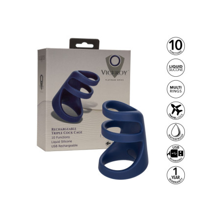 Anello fallico vibrante Rechargeable Triple Cock Cage