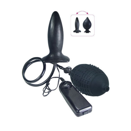 Vibratore anale plug gonfiabile nero dildo fallo vibrante black sex toys anal butt