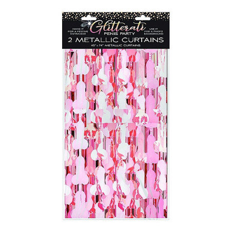 Striscioni con peni Glitterati Penis Foil Curtain, Set of 2