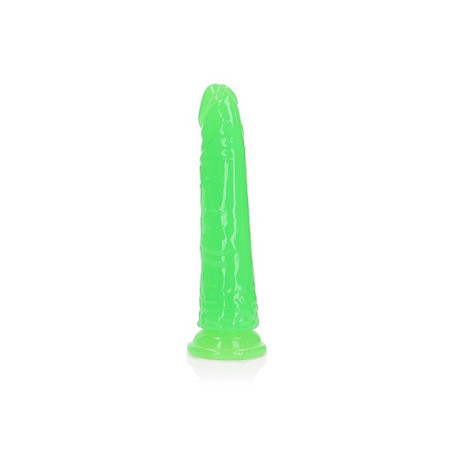 Fallo realistico con ventosa Slim Dildo Suction Cup GitD 15,5 cm Neon Green