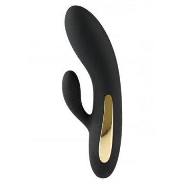 Vibratore Rabbit in silicone dildo nero doppio fallo vibrante stimolatore per clitoride donna