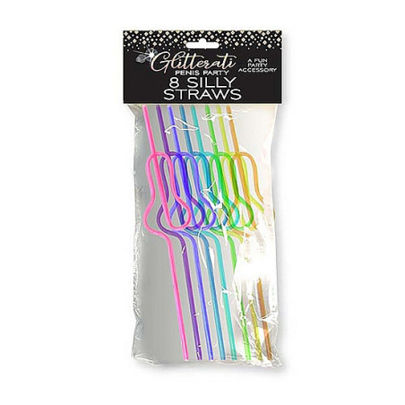 Cannucce a forma di pene Glitterati Silly Penis Straws 8 pz