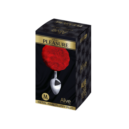 Plug anale con coda Metal Anal Fluffy Plug M red