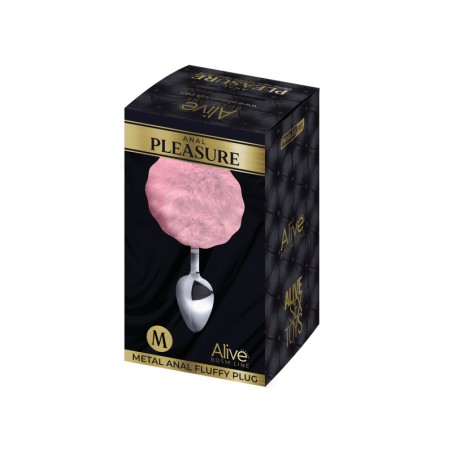 Plug anale con coda Metal Anal Fluffy Plug M pink