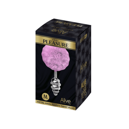 Plug anale con coda Metal Anal Fluffy Twist Plug M purple