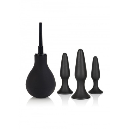 kit plug fallo anale con ventosa dildo fallo in silicone sex toys stimolatore nero con doccia intima