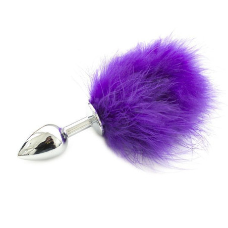 Plug anale con coda viola dildo in acciaio metallo fallo sex toys realistico butt pon tail purple
