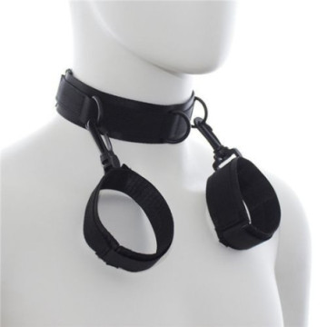 Costrittivo easy cuffs collar arms restraint black collare con manette sexy bondage harness fetish nero