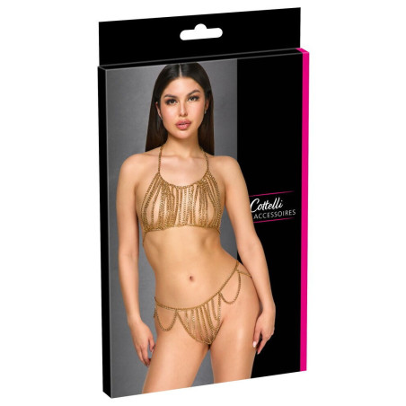 Completo lingerie erotica in metallo con strass Cottelli