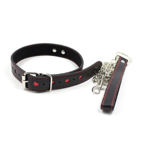 Easy collar leash black collare con guinzaglio con cuore